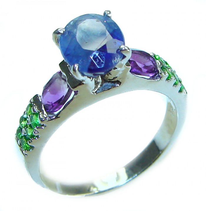 4.5 carat Yellow Sapphire .925 Sterling Silver handcrafted ring; s. 8
