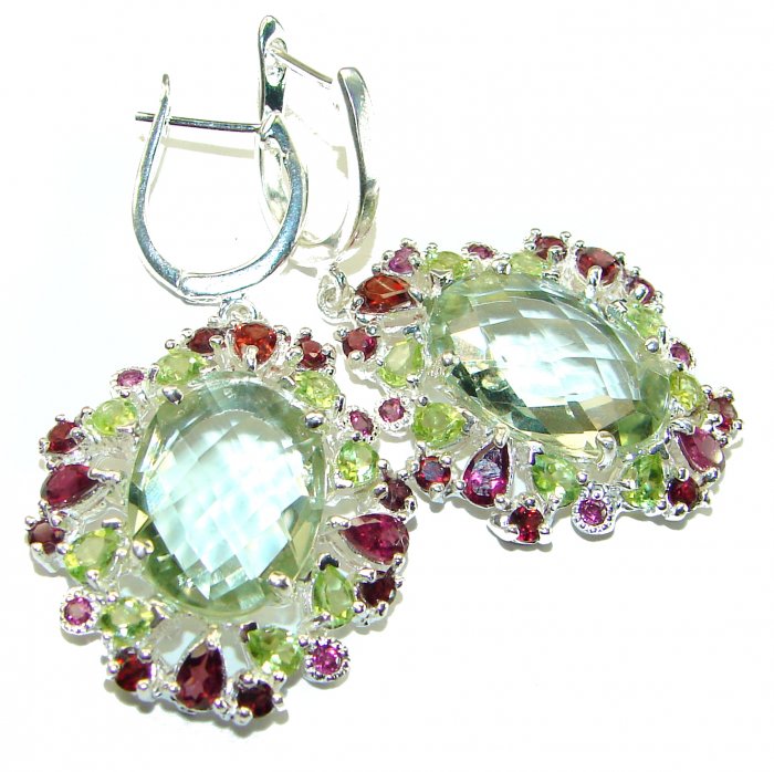 Exclusive Prasolite- Green Amethyst .925 Sterling Silver HANDCRAFTED Earrings - video
