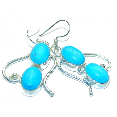 Great authentic inlay Turquoise .925 Sterling Silver handcrafted Earrings