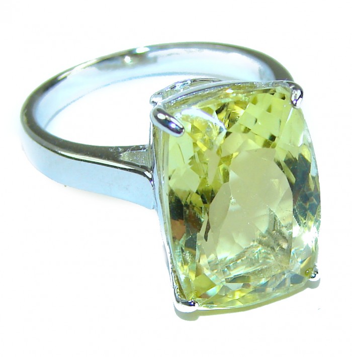Sublime 10.8 carat Genuine Citrine .925 Sterling Silver handcrafted ring size 7 1/2