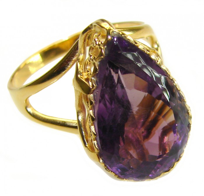 Classy 8.8 carat Amethyst 14K Rose Gold over .925 Sterling Silver Handcrafted Ring size 9