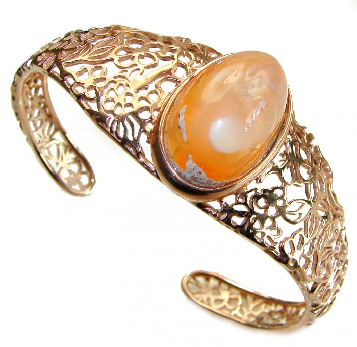 Authentic Mexican Opal handmade 14K Rose Gold over .925 Sterling Silver Bracelet / Cuff - video