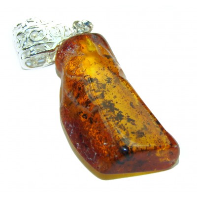 Royal Style authentic Baltic Amber .925 Sterling Silver handmade Pendant