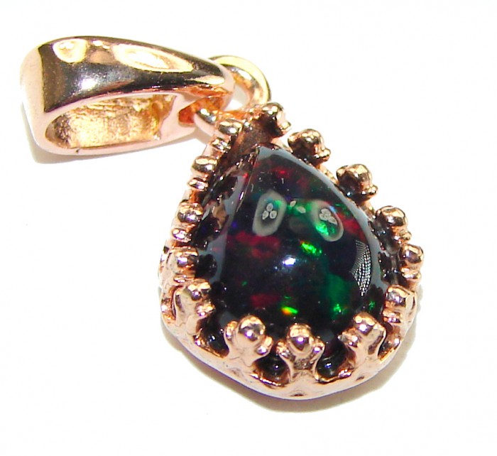 Milky Way 4.6CTW Authentic Black Opal 18K Gold over .925 Sterling Silver handmade Pendant
