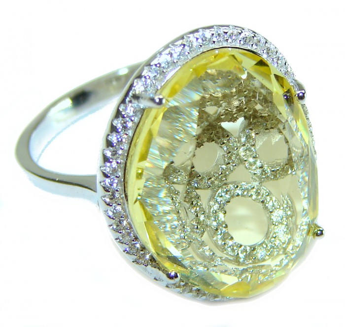 Splendid 14.5 carat Citrine .925 Sterling Silver Handcrafted Ring size 8