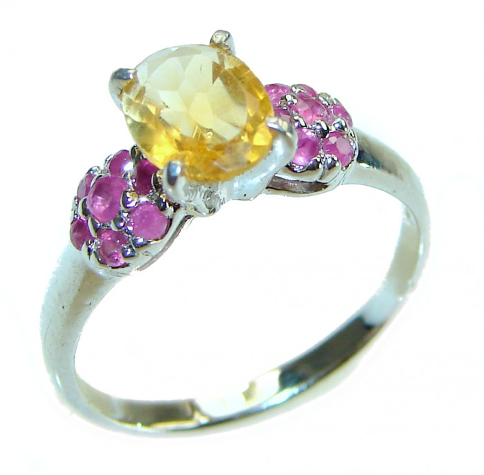 Authentic 3.2 carat Citrine .925 Sterling Silver handmade Cocktail Ring s. 7 1/4