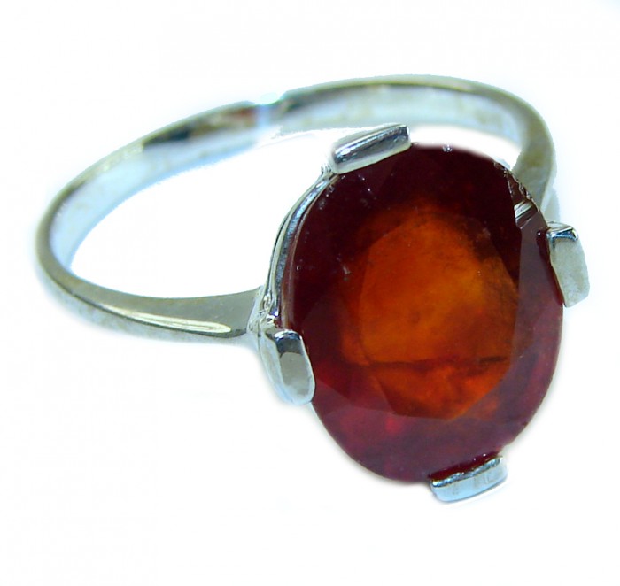 unique 6.8 carat Ruby .925 Sterling Silver handcrafted Ring size 8 1/4