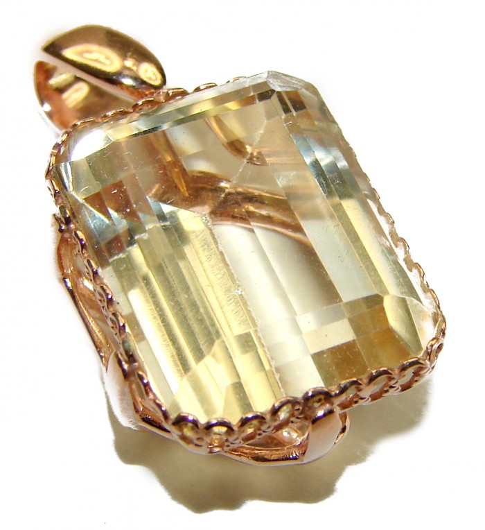 17.3 carat Lemon Quartz 14K Gold over .925 Sterling Silver handcrafted pendant