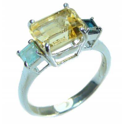 Authentic 5.2 carat Citrine .925 Sterling Silver handmade Cocktail Ring s. 7 1/2
