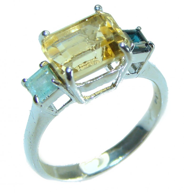 Authentic 5.2 carat Citrine .925 Sterling Silver handmade Cocktail Ring s. 7 1/2