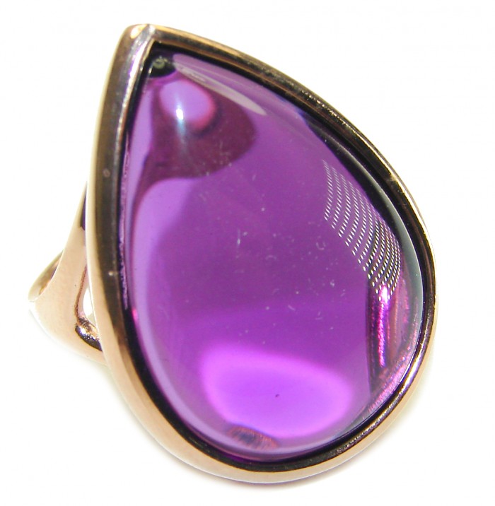Spectacular 28.5 carat Amethyst 14K Gold over .925 Sterling Silver Handcrafted Large Ring size 6