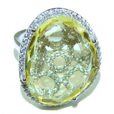 Splendid 14.5 carat Citrine .925 Sterling Silver Handcrafted Ring size 7 1/4