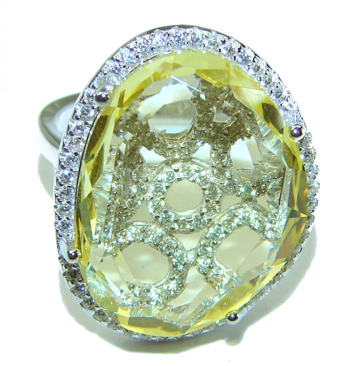 Splendid 14.5 carat Citrine .925 Sterling Silver Handcrafted Ring size 7 1/4