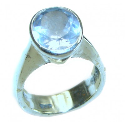 5.5 carat White Topaz Ruby .925 Sterling Silver handcrafted ring size 7 1/2