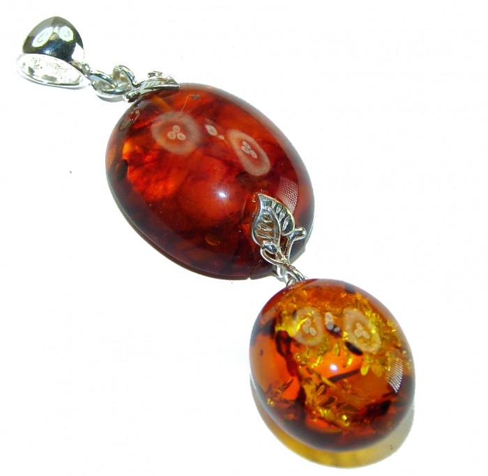 Authentic Baltic Amber .925 Sterling Silver handmade Pendant