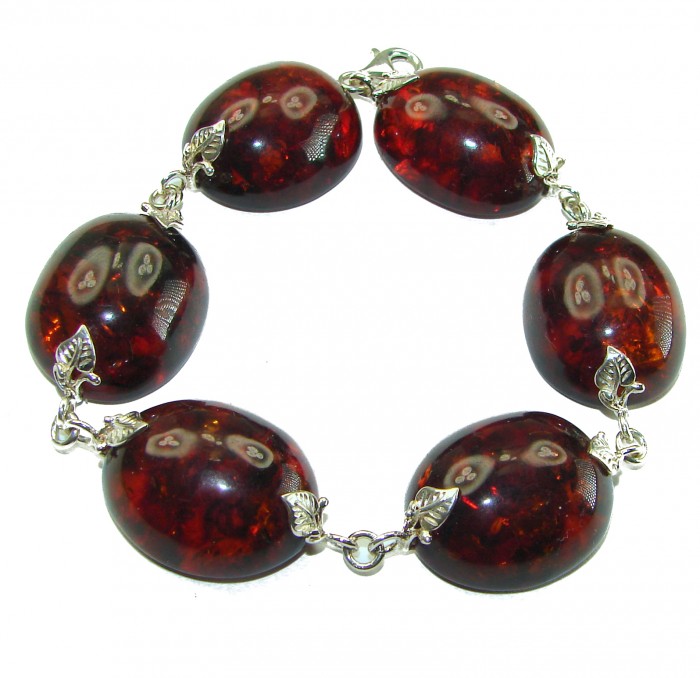 Cognac Color Beautiful Amber .925 Sterling Silver handcrafted Bracelet