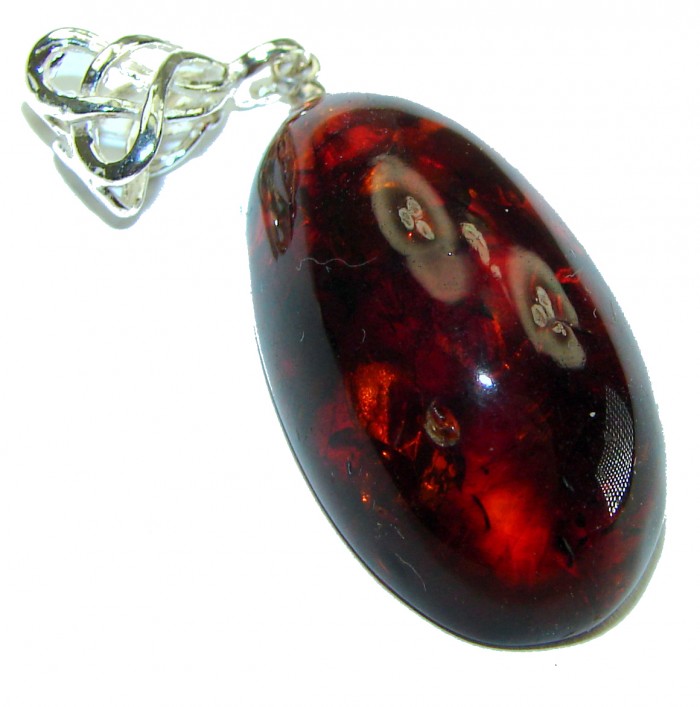 Royal Style authentic Baltic Amber .925 Sterling Silver handmade Pendant