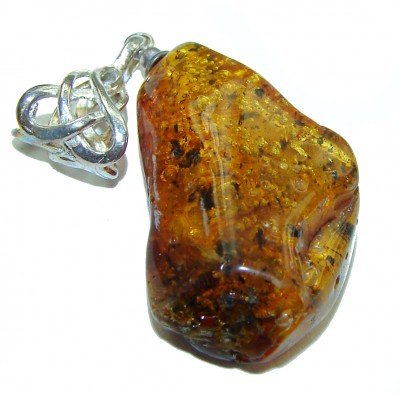 Royal Style authentic Baltic Amber .925 Sterling Silver handmade Pendant