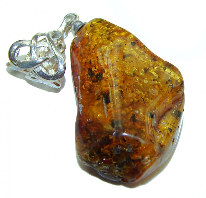 Royal Style authentic Baltic Amber .925 Sterling Silver handmade Pendant