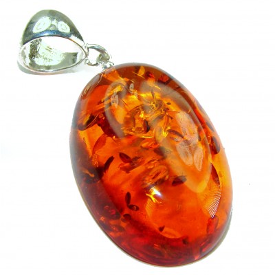 Royal Style authentic Baltic Amber .925 Sterling Silver handmade Pendant