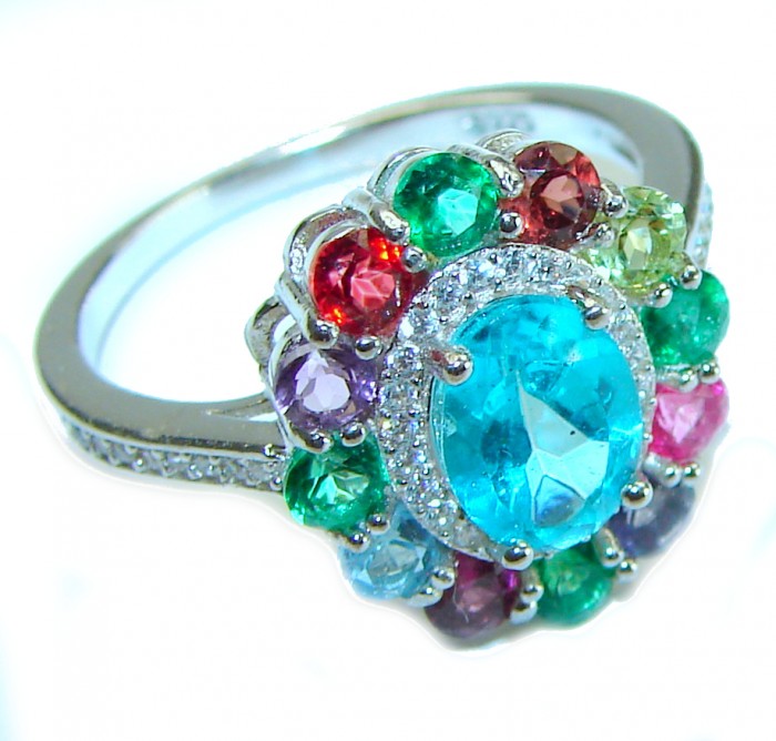 Purity 4.94carat Swiss Blue Topaz .925 Sterling Silver handmade Ring size 8 1/4