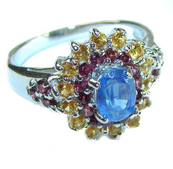 Authentic 3.5 carat Kyanite .925 Sterling Silver handcrafted Ring size 8
