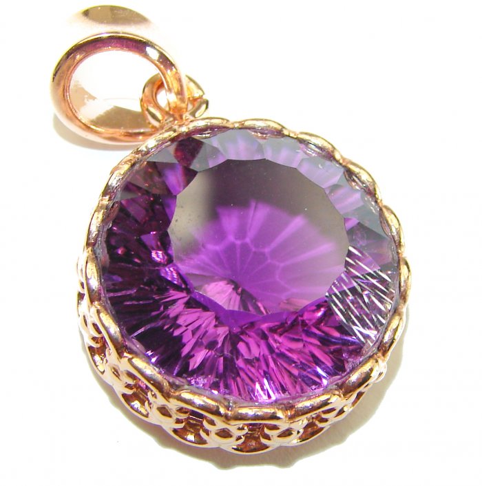 Vintage Design 22.5 carat round cut Amethyst 14K Gold over .925 Sterling Silver handcrafted Pendant - video