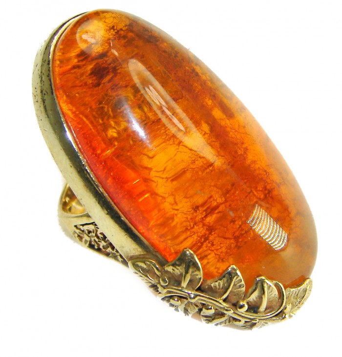 Real Beauty authentic Baltic Amber 14k Gold over .925 Sterling Silver Large handcrafted pendant
