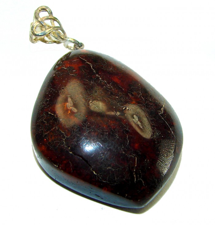 Royal Style authentic Baltic Amber .925 Sterling Silver handmade Pendant