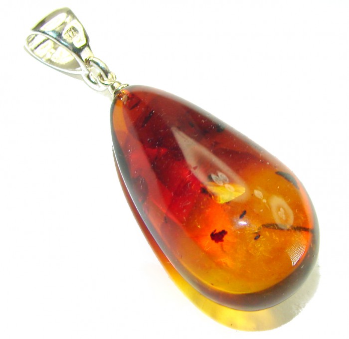 Royal Style authentic Baltic Amber .925 Sterling Silver handmade Pendant
