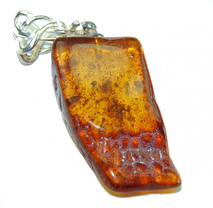 Authentic Baltic Amber .925 Sterling Silver handmade Pendant