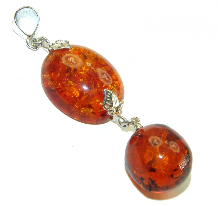 Authentic Baltic Amber .925 Sterling Silver handmade Pendant