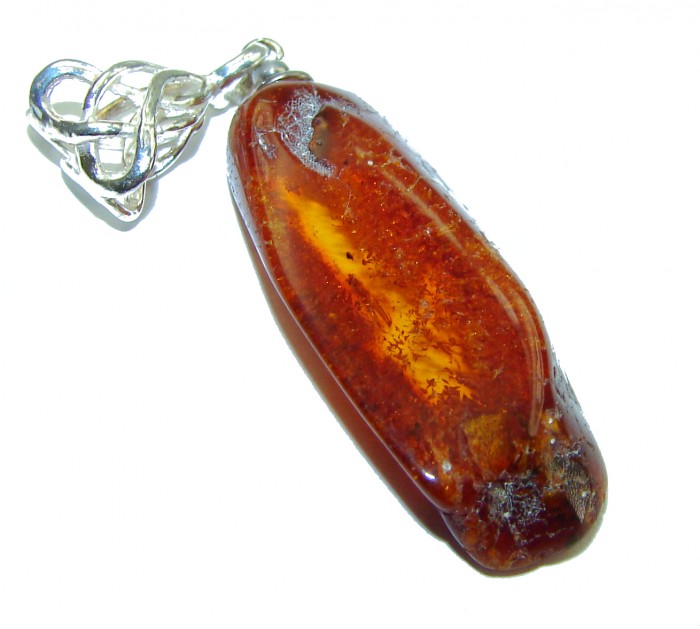 Authentic Baltic Amber .925 Sterling Silver handmade Pendant