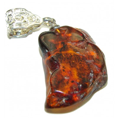 Royal Style authentic Baltic Amber .925 Sterling Silver handmade Pendant
