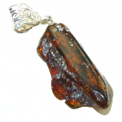 Authentic Baltic Amber .925 Sterling Silver handmade Pendant