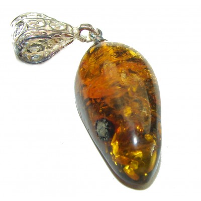 Authentic Baltic Amber .925 Sterling Silver handmade Pendant