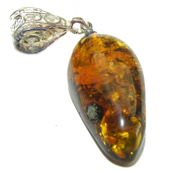 Authentic Baltic Amber .925 Sterling Silver handmade Pendant