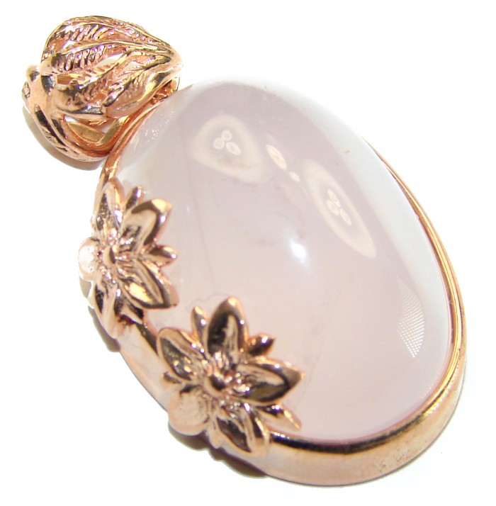 Vintage Beauty quality Rose Quartz 14K Gold over .925 Sterling Silver handmade Pendant