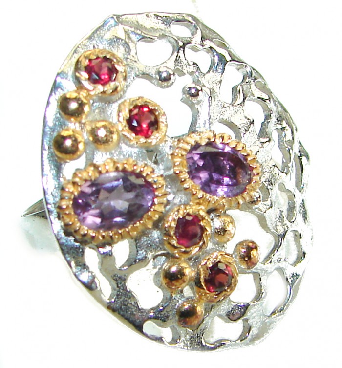 Dramatic design 15.8 carat Amethyst .925 Sterling Silver Handcrafted Ring size 6