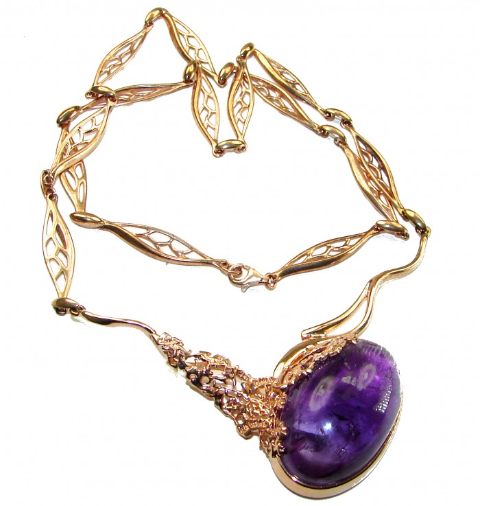 Exquisite Beauty authentic 42.5 CARAT Amethyst 14K Gold over .925 Sterling Silver handcrafted necklace