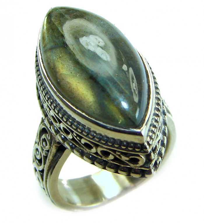 Magic Night Natural Labradorite .925 Sterling Silver handcrafted ring size 6
