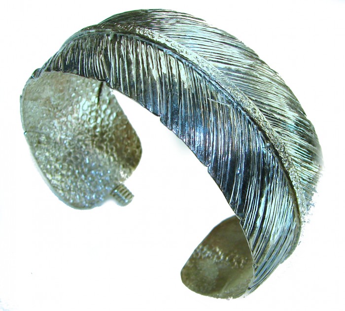Silver Feather .925 Sterling Silver Bracelet / Cuff