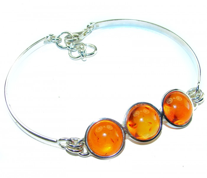 Excellent Baltic Amber .925 Sterling Silver entirely handcrafted Bracelet