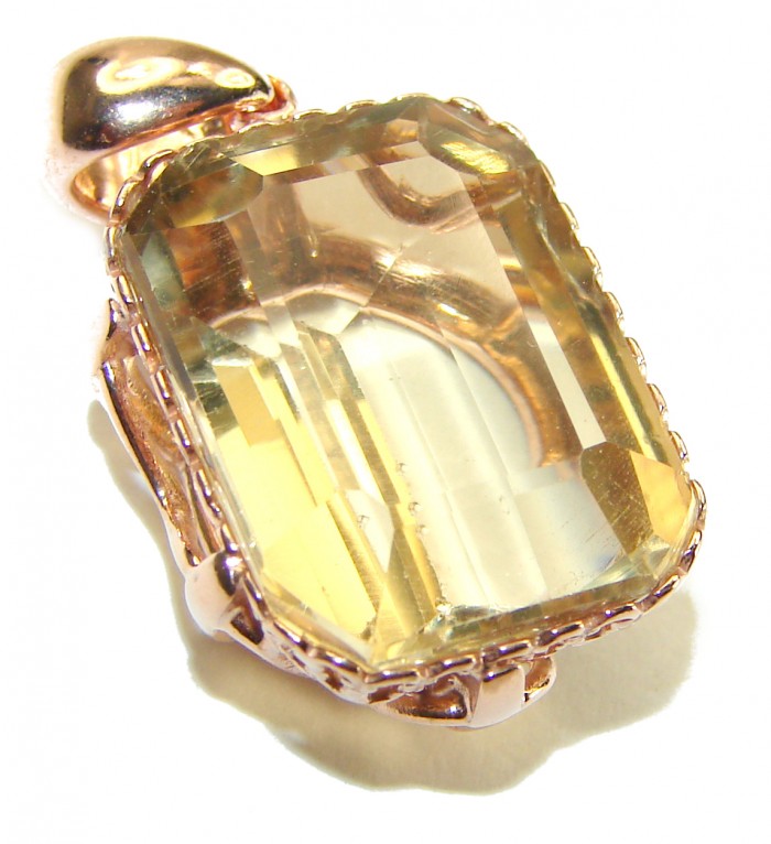 11.3 carat Lemon Quartz 14K Gold over .925 Sterling Silver handcrafted pendant