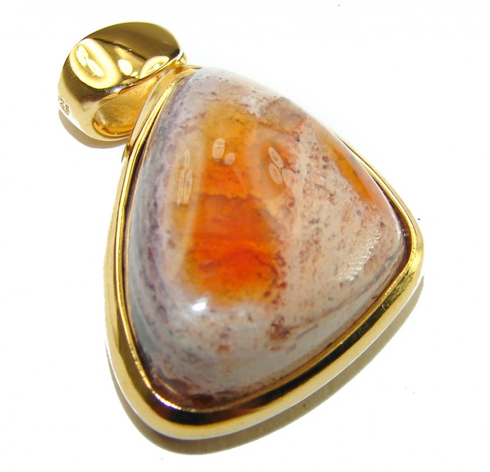 Inner Fire 21.5 carat Mexican Fire Opal 18K Gold over .925 Sterling Silver handmade Pendant