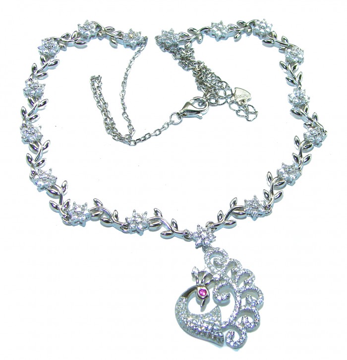 Graceful Swan White Topaz .925 Sterling Silver handcrafted necklace
