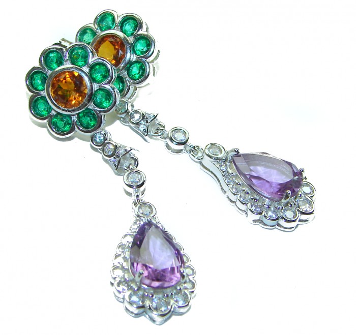 Lavender Beauty natural 9.5 carat Amethyst .925 Sterling Silver handcrafted Statement earrings