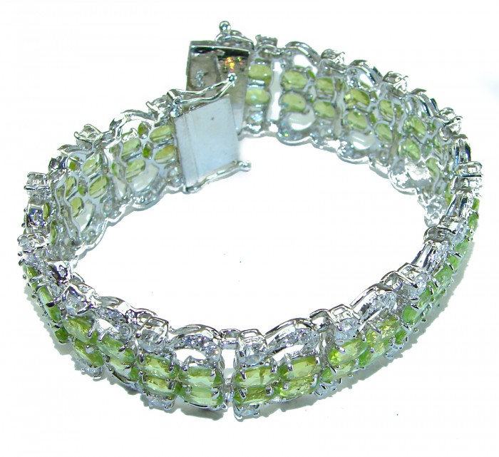 Melissa - Masterpiece 61.2 carat genuine Peridot .925 Sterling Silver handmade Statement Bracelet