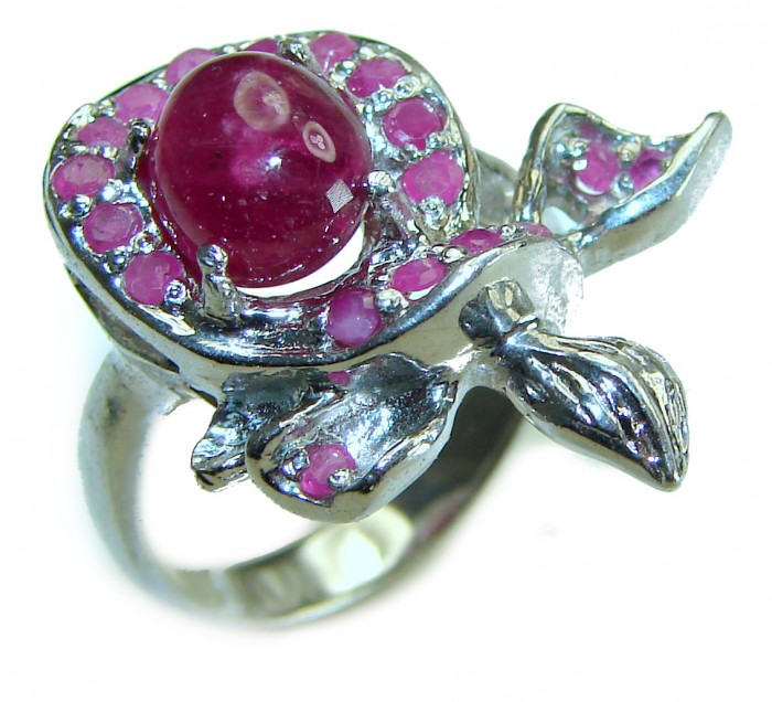 Scarlet Starlight Authentic Star Ruby .925 Sterling Silver handcrafted Ring size 8