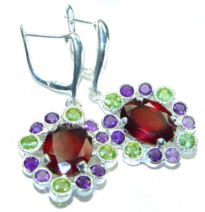 Born to Glam authentic 10.5 carat Ruby .925 Sterling Silver handcrafted earrings